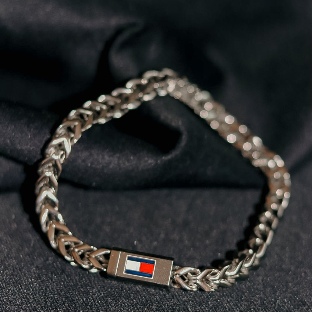 PULSEIRA DE CORRENTE ENTRANÇADA EM AÇO TOMMY HILFIGER