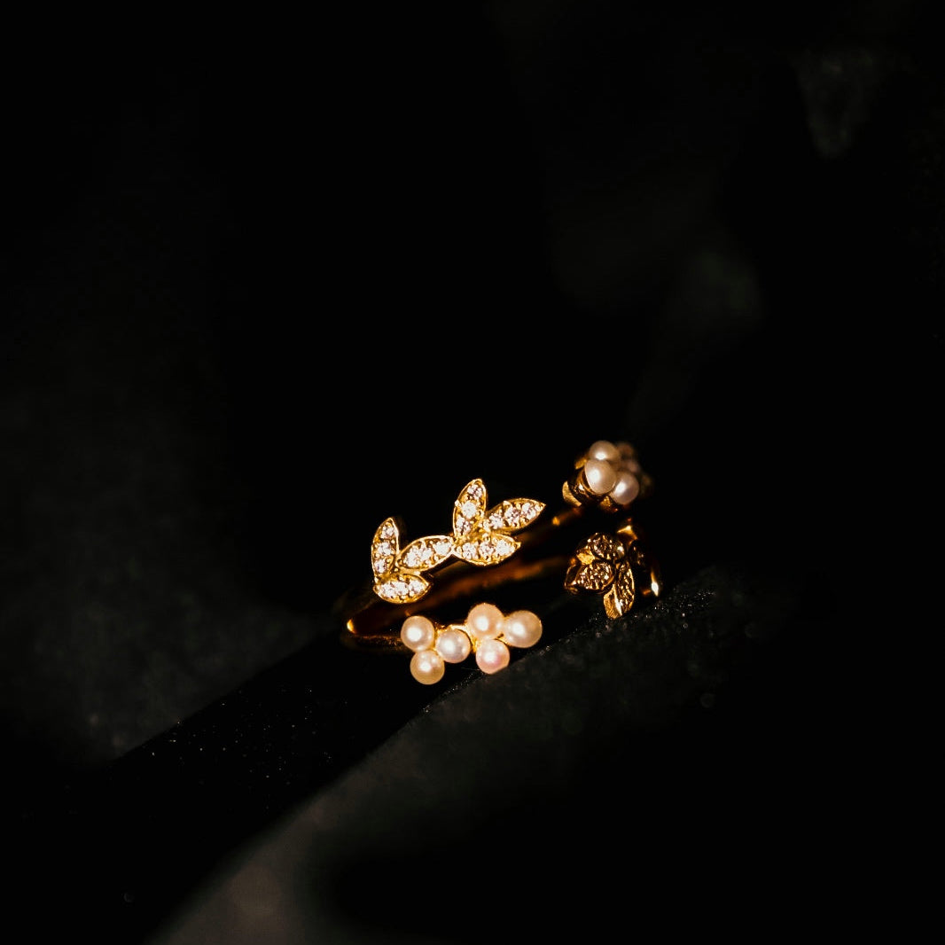 ANEL MUGUET NATURA EM PRATA DOURADA SYNGULARIS