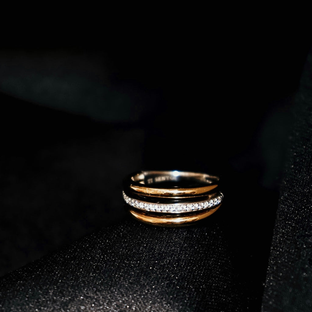 ANEL TI SENTO EM PRATA BANHADA A OURO