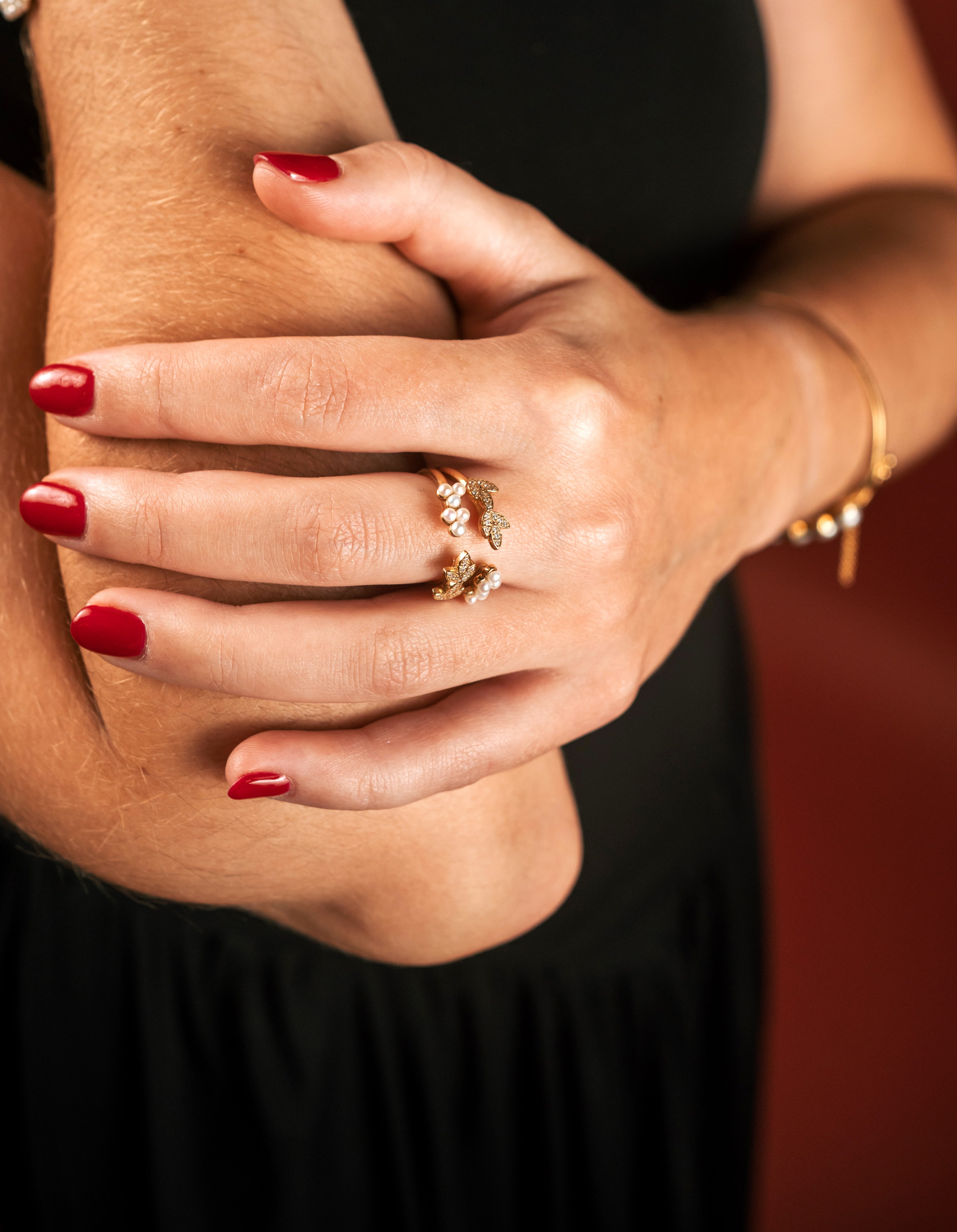 ANEL MUGUET NATURA EM PRATA DOURADA SYNGULARIS